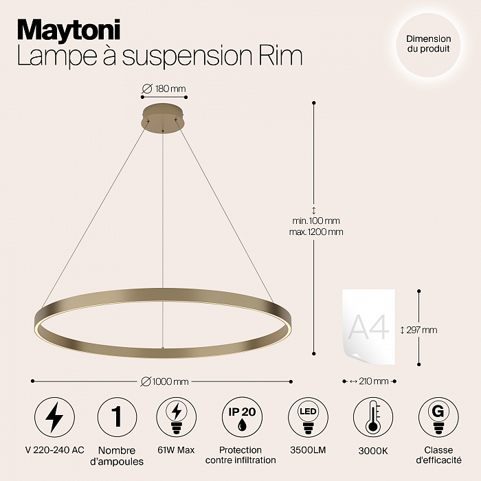 Светильник светодиодный Maytoni MOD058PL-L54BS3K