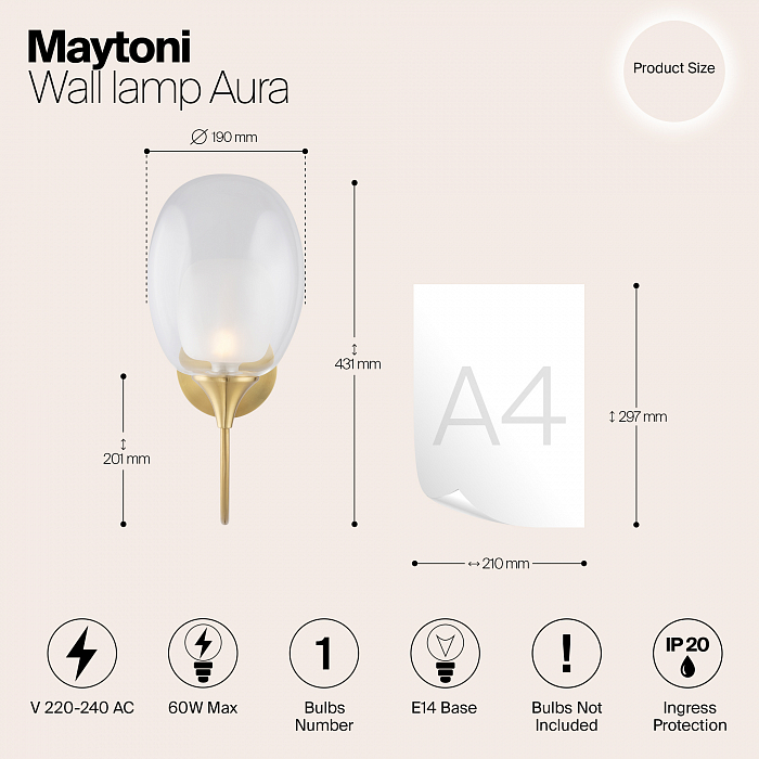 Бра на 1 лампу Maytoni MOD016WL-01BS