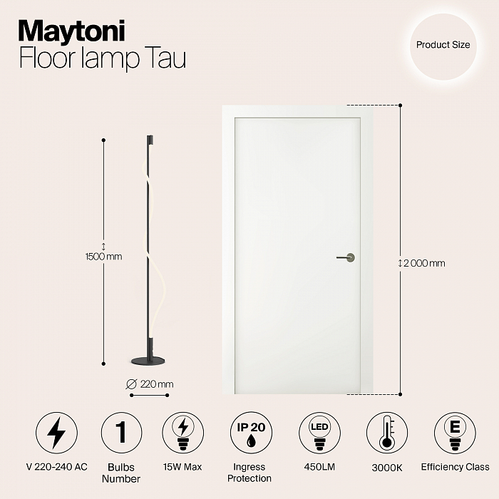 Торшер светодиодный Maytoni MOD166FL-L15B3K