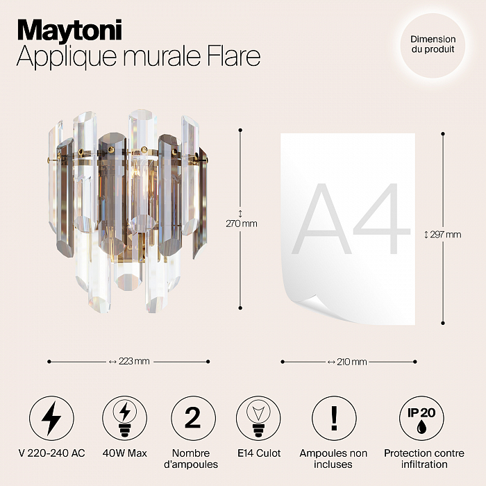 Бра на 2 лампы Maytoni DIA200WL-02G