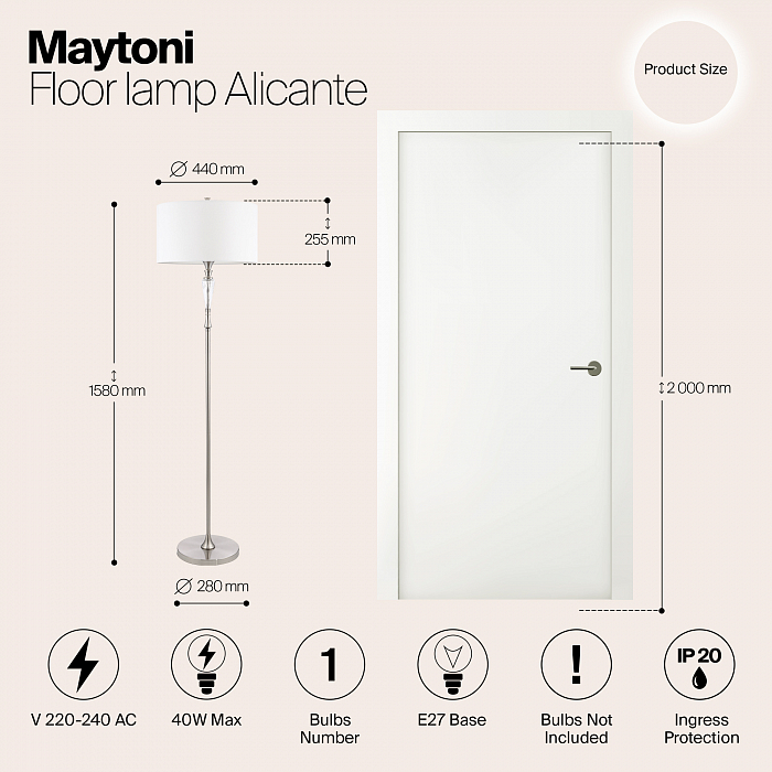 Торшер на 1 лампу Maytoni MOD014FL-01N