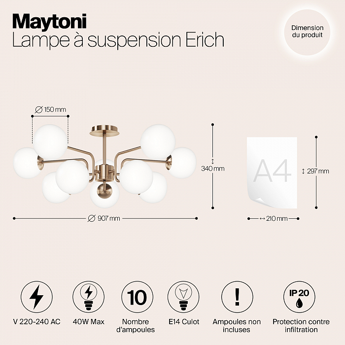 Светильник потолочная Maytoni MOD221PL-10G