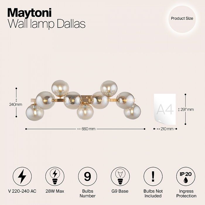 Бра на 3 и более ламп Maytoni MOD547WL-09G