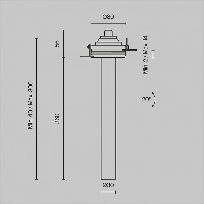 Светильник Technical C140TRS-L300-7W3K-B