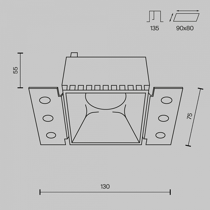 Светильник встраиваемый Technical DL051-01-GU10-SQ-WMG