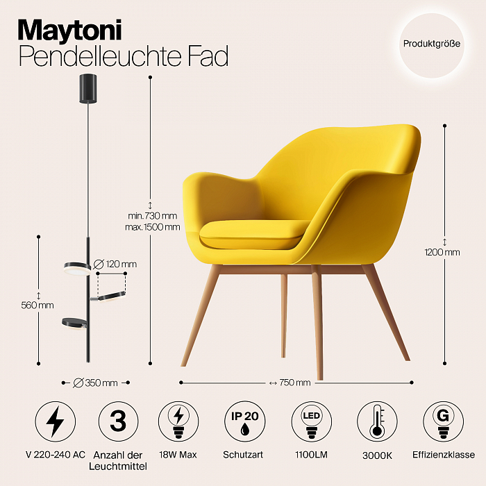 Светильник светодиодный Maytoni MOD070PL-L18B3K