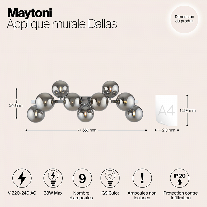 Бра на 3 и более ламп Maytoni MOD547WL-09CH