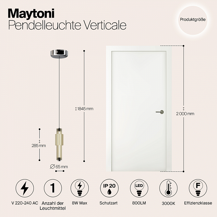 Светильник одинарный Maytoni MOD308PL-L9CG3K
